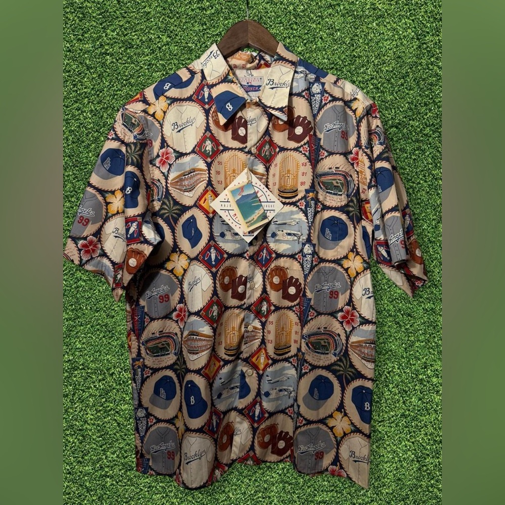 NWT Vintage Reyn Spooner Los Angeles Brooklyn Dodgers Men's Hawaiian Shirt